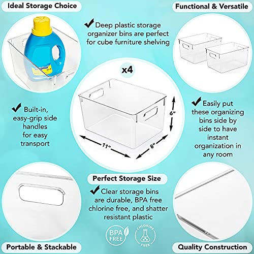 Snazzy Clear Plastic Pantry Organizer Bins, 4 PCS Food Storage Bins with Handle for Refrigerator, Fridge, Cabinet, Kitchen, Countertops, Cupboard, Freezer Organization and Storage, BPA Free, Large - Image 5