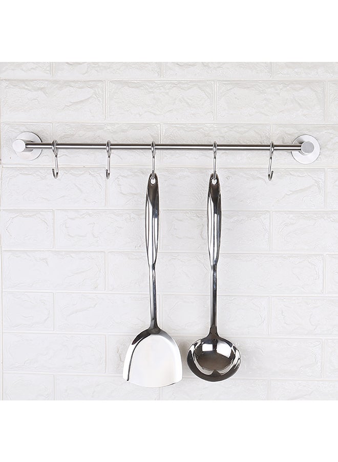 Loquat 5-Hooks Multi-Purpose Adhesive Sliding Hanging Rack Silver 41 x 7cm  - Image 3