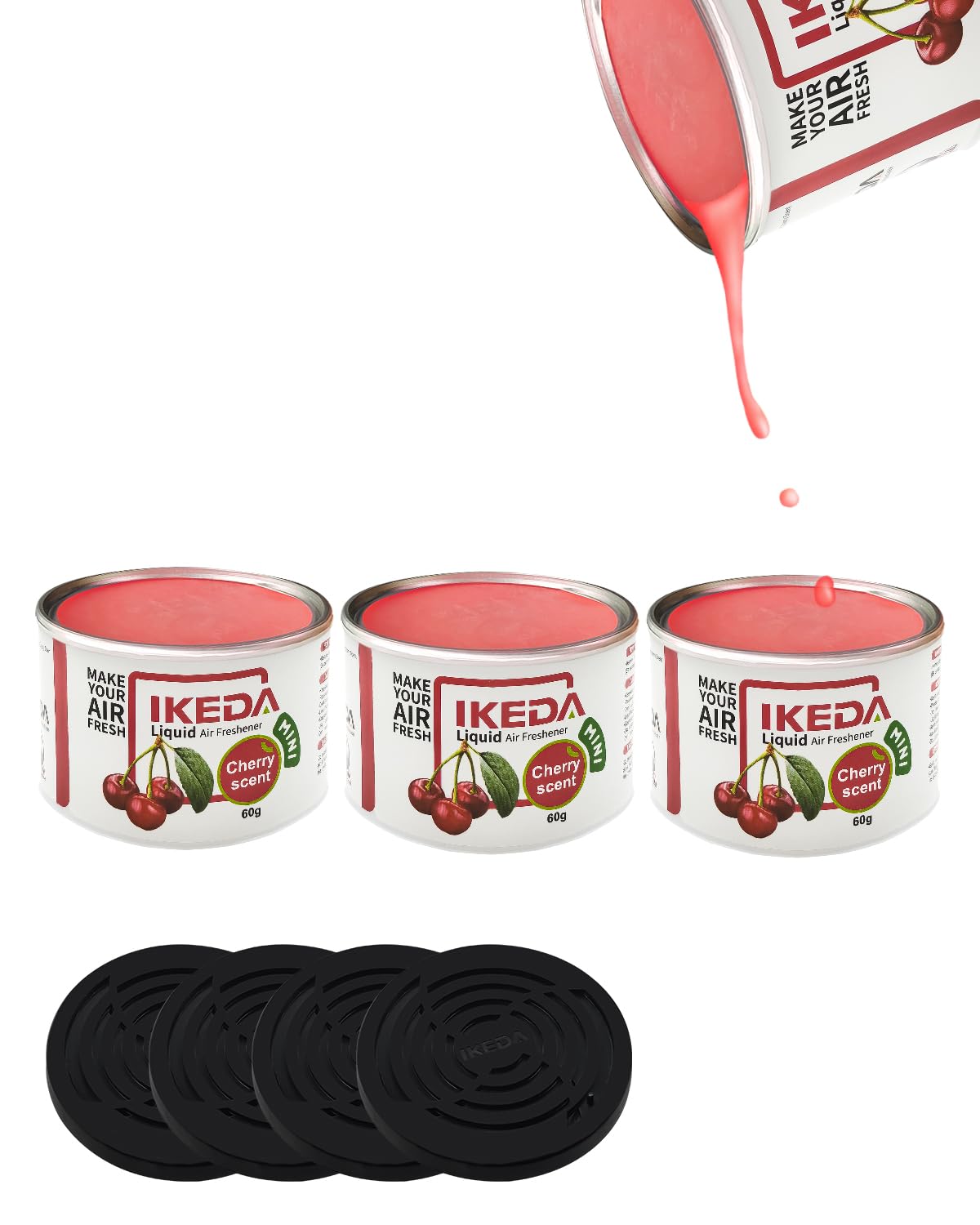 ikeda perfume Car Air Fresheners | 4pcs 60ml Automobile Scents | Long Lasting 30-days Keep Fragrance | Home Remove Odor | Nature Aromas Diffuser for Auto Bathroom Garden Deodorizer (Cherry, 4Pcs)