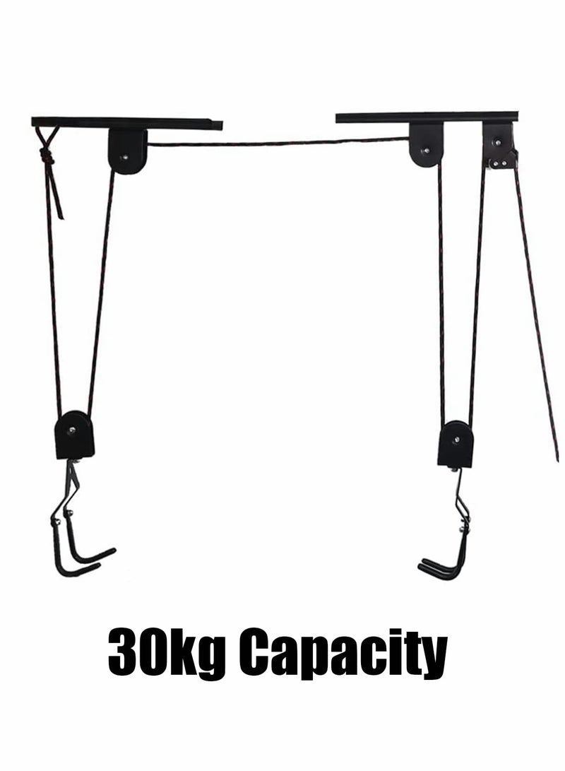 KASTWAVE Bike Lift Hoist, Bicycle Hoist for Garage Storage, Heavy Duty Ceiling Mountain Bicycle Hanger Pulley Rack, 30kg Capacity Steel Strong Durable for Mountain Bikes Road Bikes  - Image 4