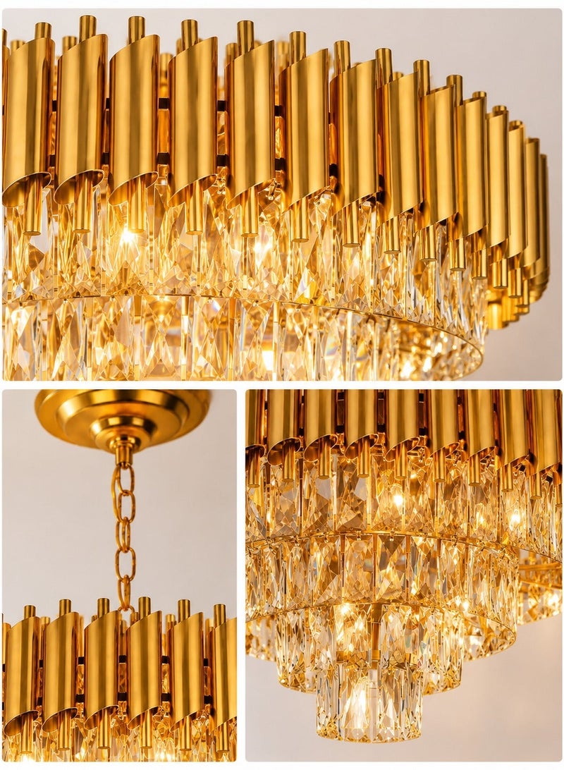 AL THURAYAT Luxury Gold Crystal Chandelier 40cm – Modern Ceiling Chandelier for Living Room, Dining Room & Luxury Interiors - Image 2