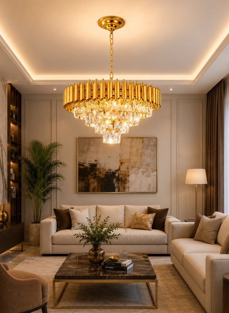 AL THURAYAT Luxury Gold Crystal Chandelier 40cm – Modern Ceiling Chandelier for Living Room, Dining Room & Luxury Interiors - Image 4