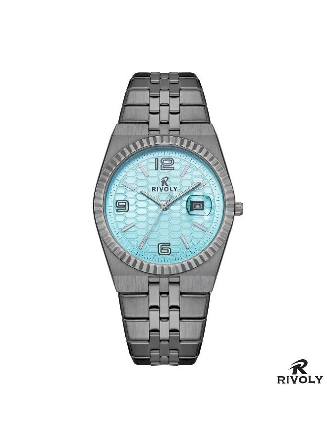 This is a men's stainless steel wristwatch from Rivoli.