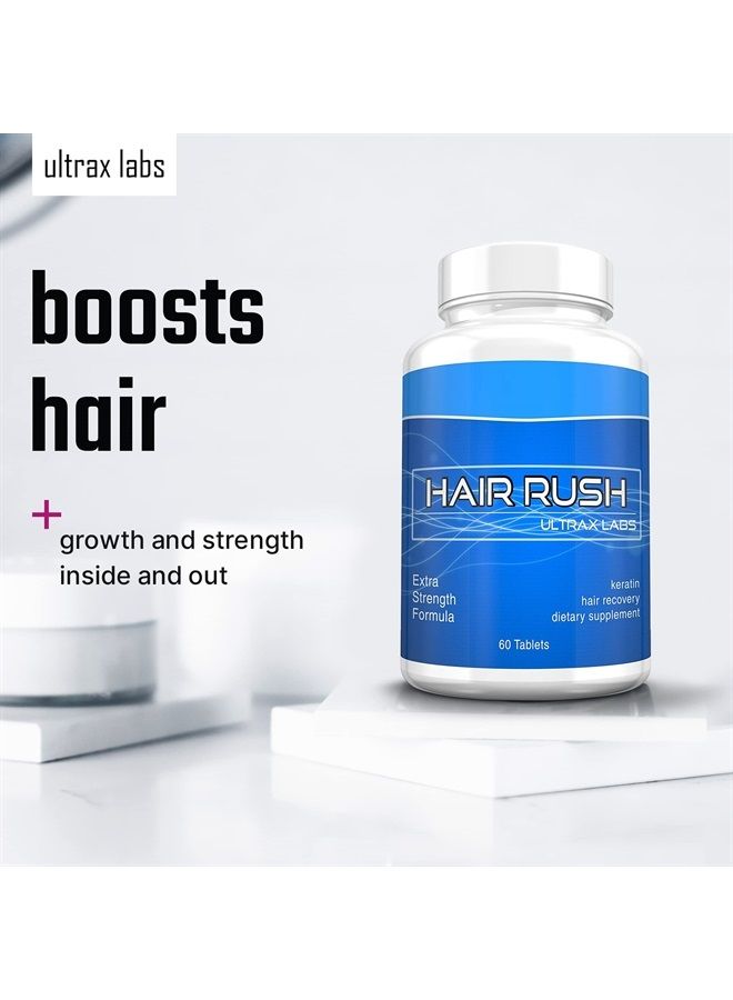 Ultrax Labs Hair Rush | Maxx Hair Growth & Anti Hair Loss Nutrient Solubilized Keratin Vitamin Supplement, 60 tablets.  - Image 2