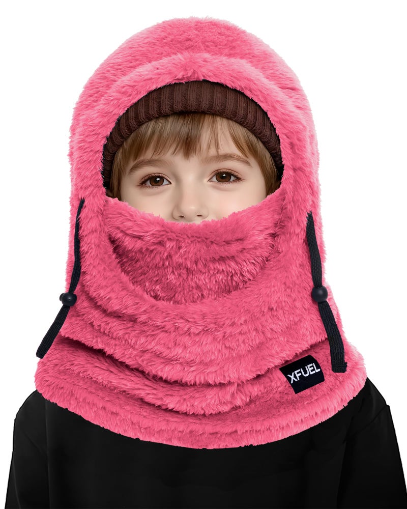 XFUEL Kids Winter Balaclava Face Mask, Thermal Ski Hood Hat, Neck Warmer Scarf for Boys Girls (Rose Pink) - Image 1