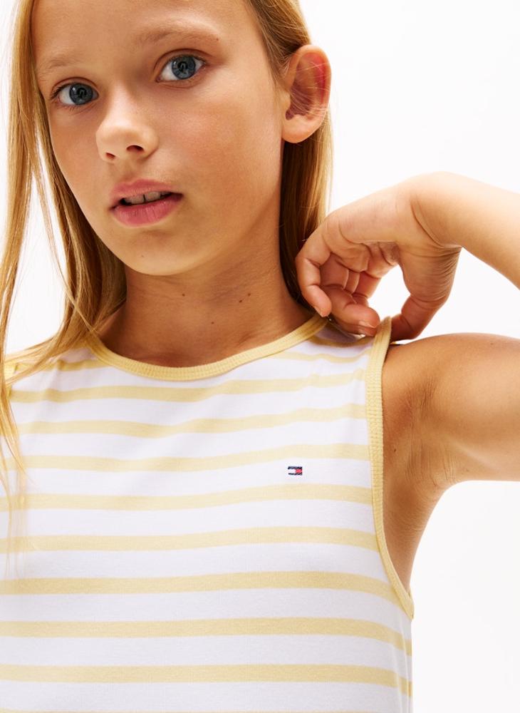 TOMMY HILFIGER Kids Peplum Sleeveless Stripe Top  - Image 3