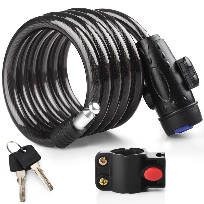 Diyife Bike Lock, [4ft/1.2m] Diyife Bike Cable Locks with 2 Keys, Weatherproof Heavy Duty Bicycle Lock Cable Anti-Theft Security Cable with Mounting Bracket for Motorcycle, Scooter, Ebike - Image 1