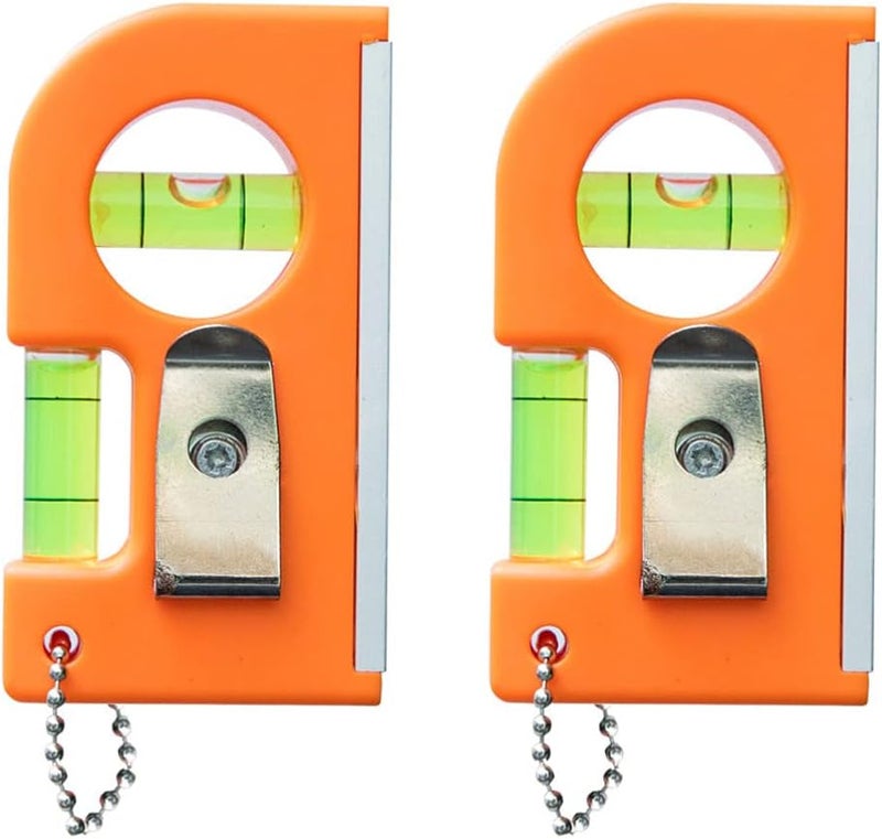 klarako 2Pcs Portable Magnetic Mini Spirit Levels - Keychain Horizontal Vertical Leveler Mini Balancing Calibrator for Horizontal or Vertical Measuring and Marking, Orange - Image 1