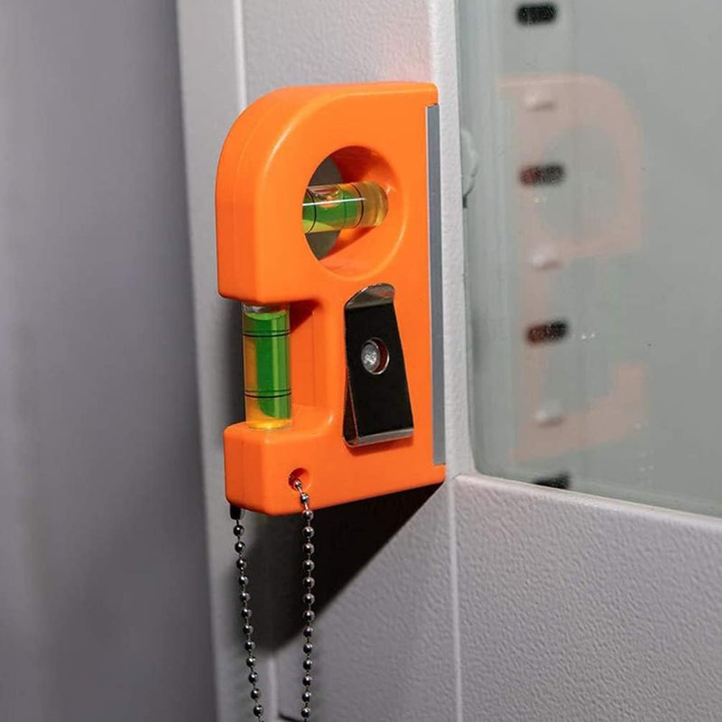 klarako 2Pcs Portable Magnetic Mini Spirit Levels - Keychain Horizontal Vertical Leveler Mini Balancing Calibrator for Horizontal or Vertical Measuring and Marking, Orange - Image 2