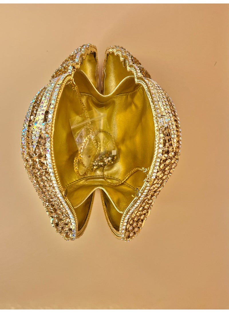 SVARN ATELIER The Crystal Shell Clutch Crystal Clutch Rhinestone Bag Handbag Luxury Clutch Bag Evening Bag Party Bag Shiny Sparkle Bag Crystal Bag Owl Shaped Bag Owl Crystal Bag Owl Bag Rhinestone Clutch - Image 2