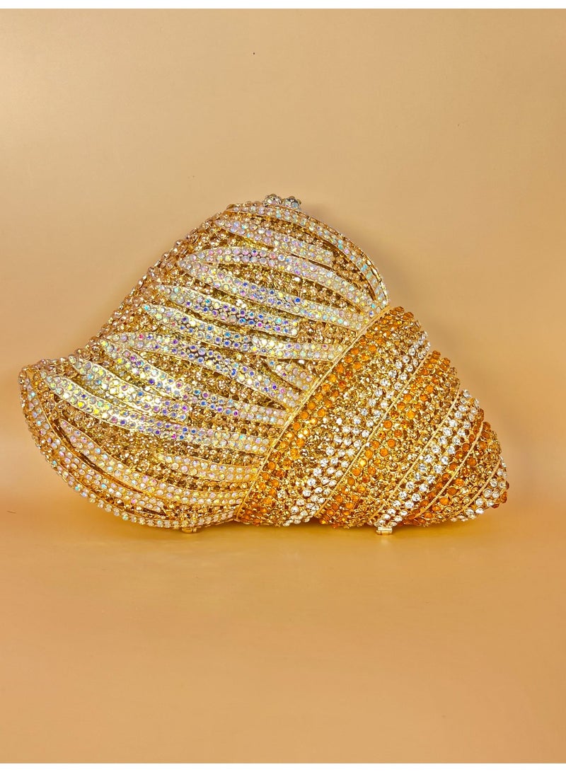 SVARN ATELIER The Crystal Shell Clutch Crystal Clutch Rhinestone Bag Handbag Luxury Clutch Bag Evening Bag Party Bag Shiny Sparkle Bag Crystal Bag Owl Shaped Bag Owl Crystal Bag Owl Bag Rhinestone Clutch - Image 1