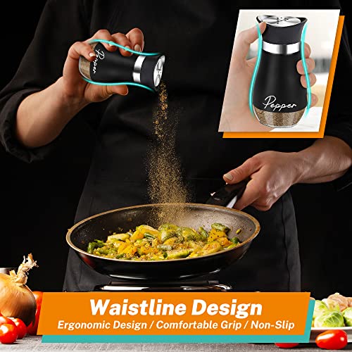 Arrozon Salt and Pepper Shakers Set,4 oz Glass Bottom Salt Pepper Shaker with Stainless Steel Lid for Kitchen Gadgets Cooking Table, RV, Camp,BBQ Refillable Design (Black) - Image 5