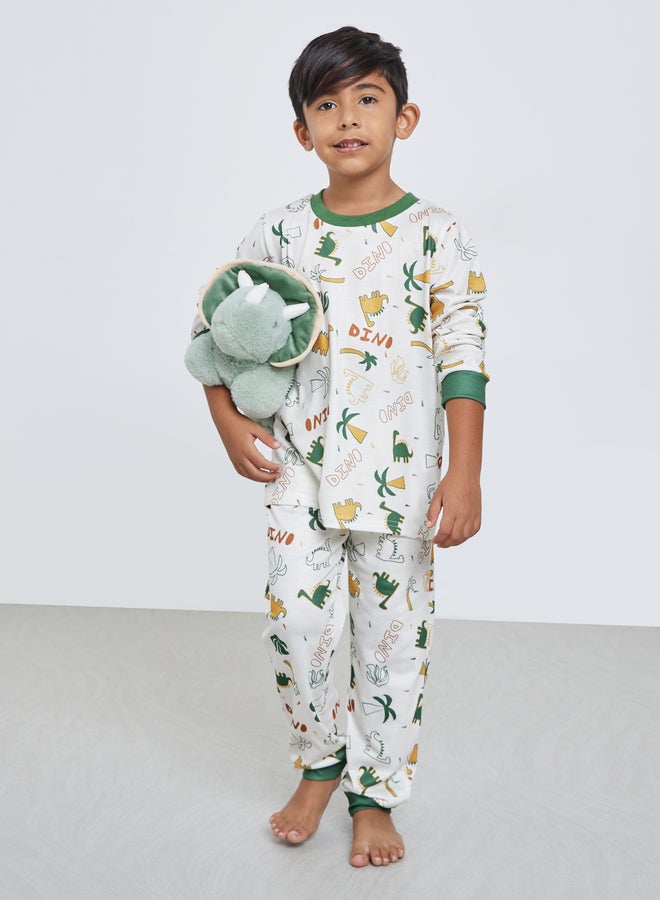 ستايلي طقم بيجاما وتيشيرت بطبعة ديناصور للأولاد - Image 1