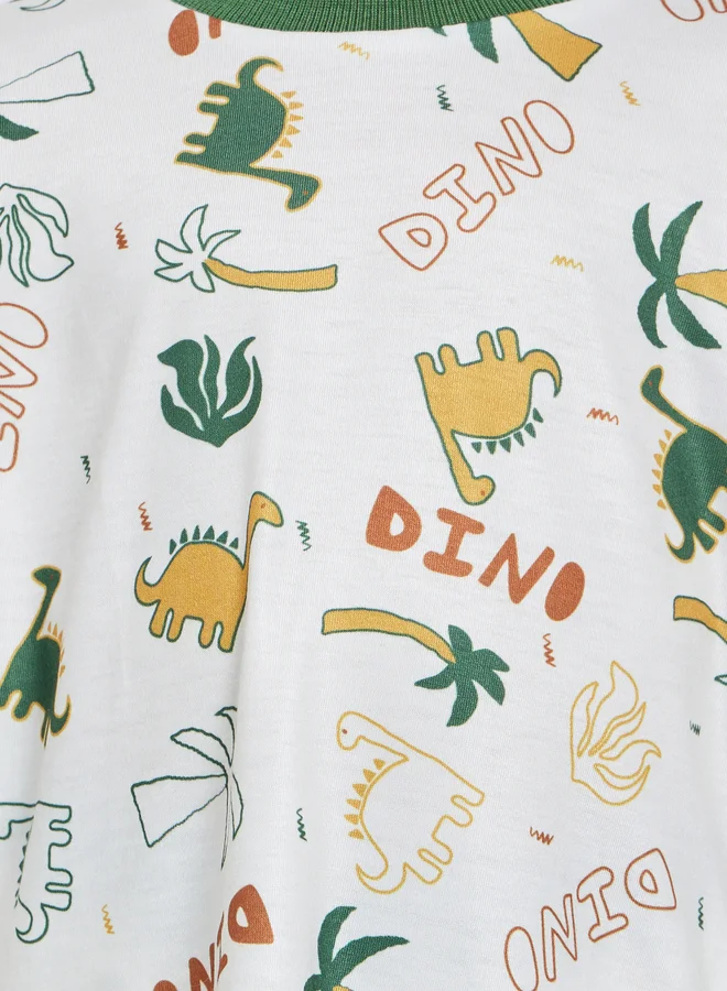 Styli Styli Boys Dinosaur Print T-Shirt and Pyjama Set