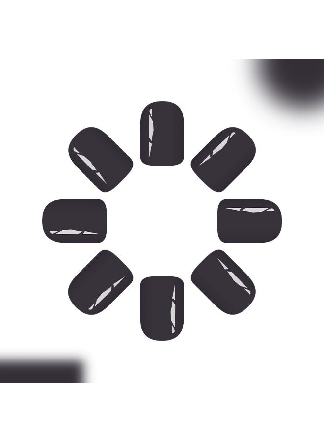 Goolsky Short Square Press-on Nails in Solid Dark Grey - Image 4