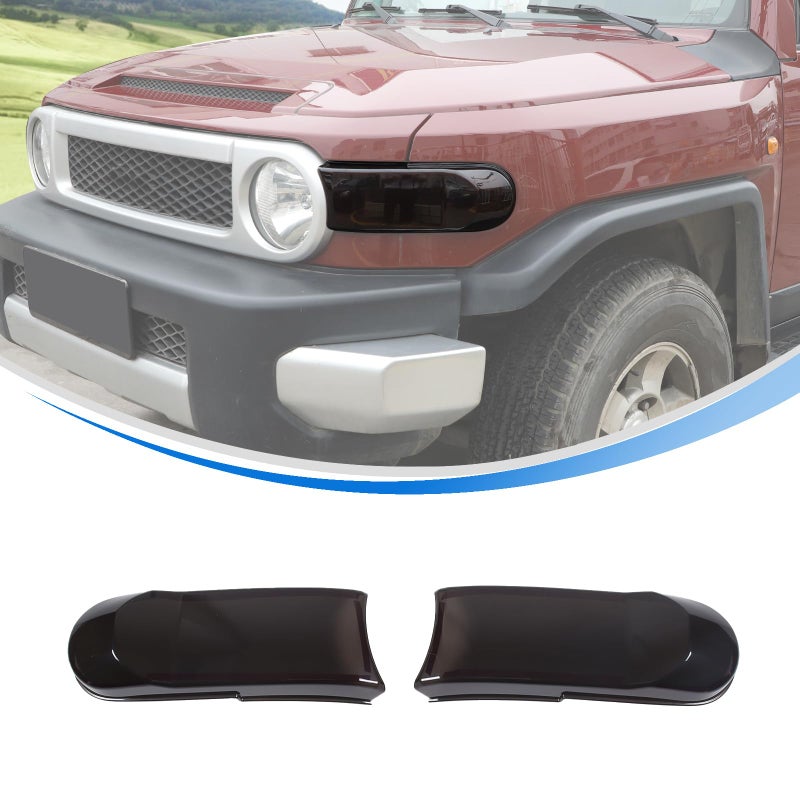 HIRUFAIT 2PCS Front Fog Lamps Smoked Tint Light Covers for Toyota FJ Cruiser 20072021 ABS Material Car Lights Guard Cover Trim Exterior Accessories Transparent Gray