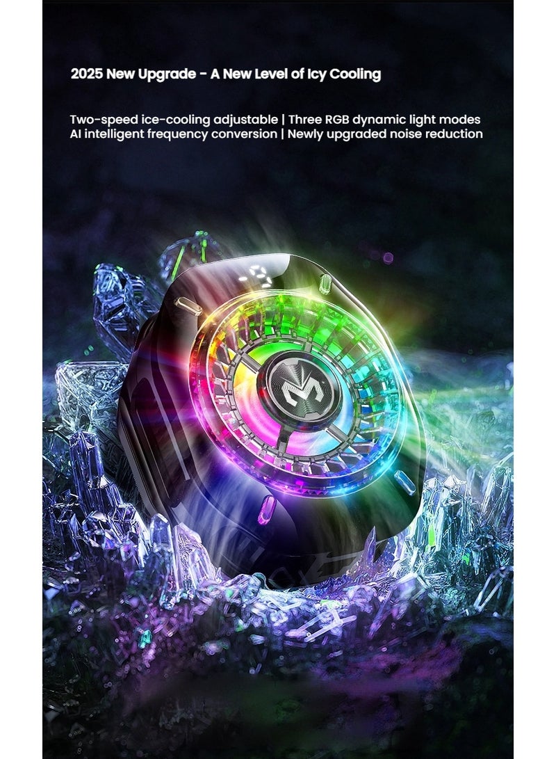 Memo Memo Portable Magnetic Phone Cooler with LED Display, Radiator Cooling Fan, New Design Phone Cooler Magnet Absorption,  for Gaming Live Streaming  Compatible with Mobile Phones Tablet iPad - Image 1