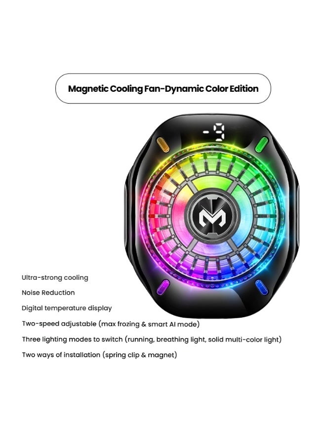 Memo Memo Portable Magnetic Phone Cooler with LED Display, Radiator Cooling Fan, New Design Phone Cooler Magnet Absorption,  for Gaming Live Streaming  Compatible with Mobile Phones Tablet iPad - Image 2