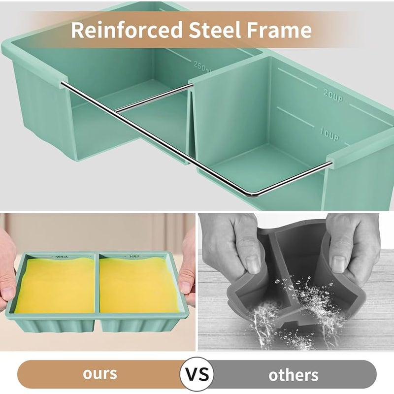 GGOW Silicone Freezer Tray for Soup Ice Cubes: 2-Cup Freezing Tray with Lid for Meal Prep - 2Pack Silicon Soup Portion Freeze Trays Make Stock Souped Ice Cube - Image 5