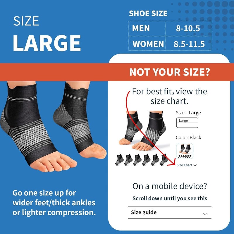 PAPLUS Plantar Fasciitis Sock (6 Pairs) for Men and Women, Compression Foot Sleeves with Arch and Ankle Support (Black, Nude, Navy, Large) - Image 3