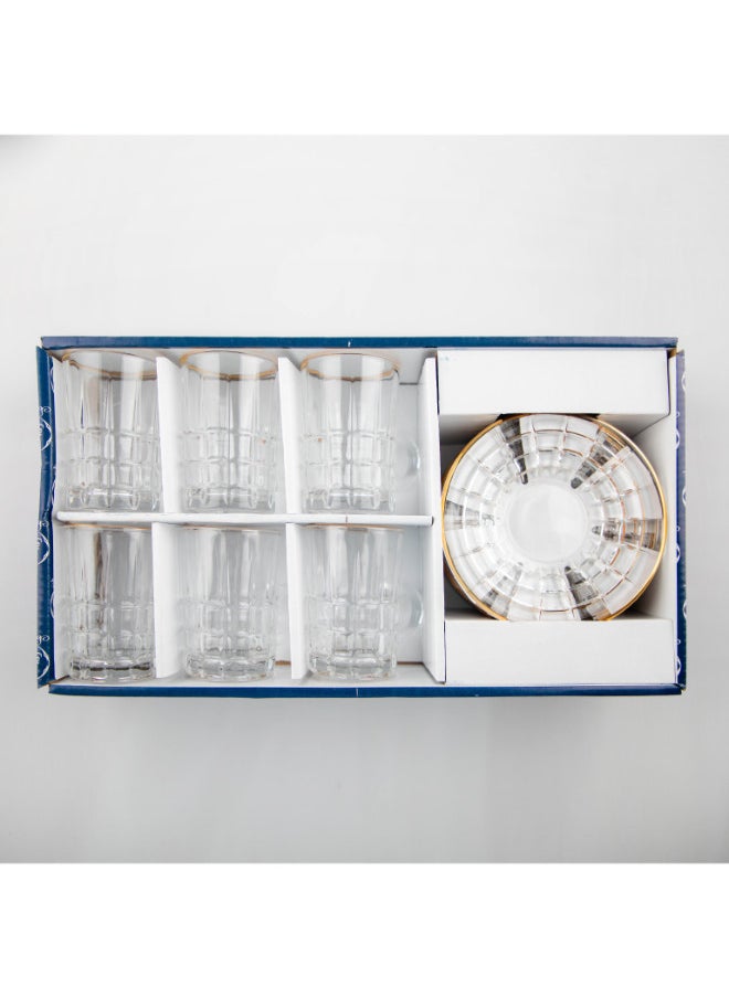 Soleter Soleter 6 Piece Tea And Coffee Glass Cups And Saucers British Set Transparent 4Oz Tea Cups And 6Pcs Saucers With Gold Rim On Top  - Image 4