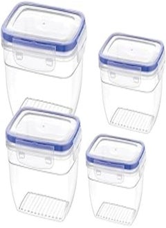 Bager Cook&Lock Rectangular Storage Container (575+1050+1850+3100 Ml) (Deep), Transparent