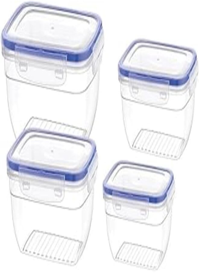 Bager Bager Cook&Lock Rectangular Storage Container (575+1050+1850+3100 Ml) (Deep), Transparent 