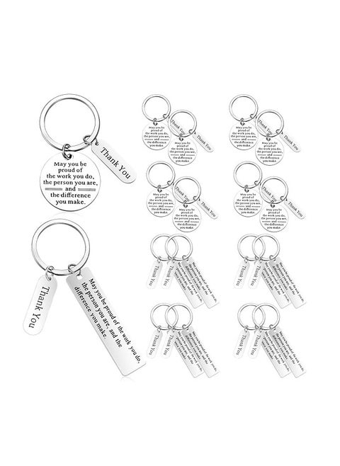Employee Appreciation Gifts - Bulk Thank You Keychains for Office Christmas Favors (Silver,16 Pcs)