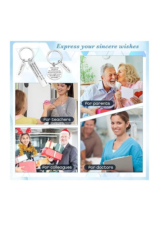 Employee Appreciation Gifts - Bulk Thank You Keychains for Office Christmas Favors (Silver,16 Pcs)