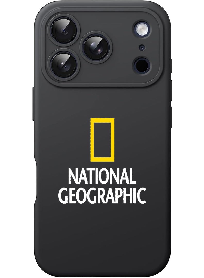 Theodor Protective Slim Fit Case Liquid Silicone Cover with Full Body Protection Anti-Scratch Shockproof Case For Apple iPhone 17 Pro (Black) National Geography - White - Image 1