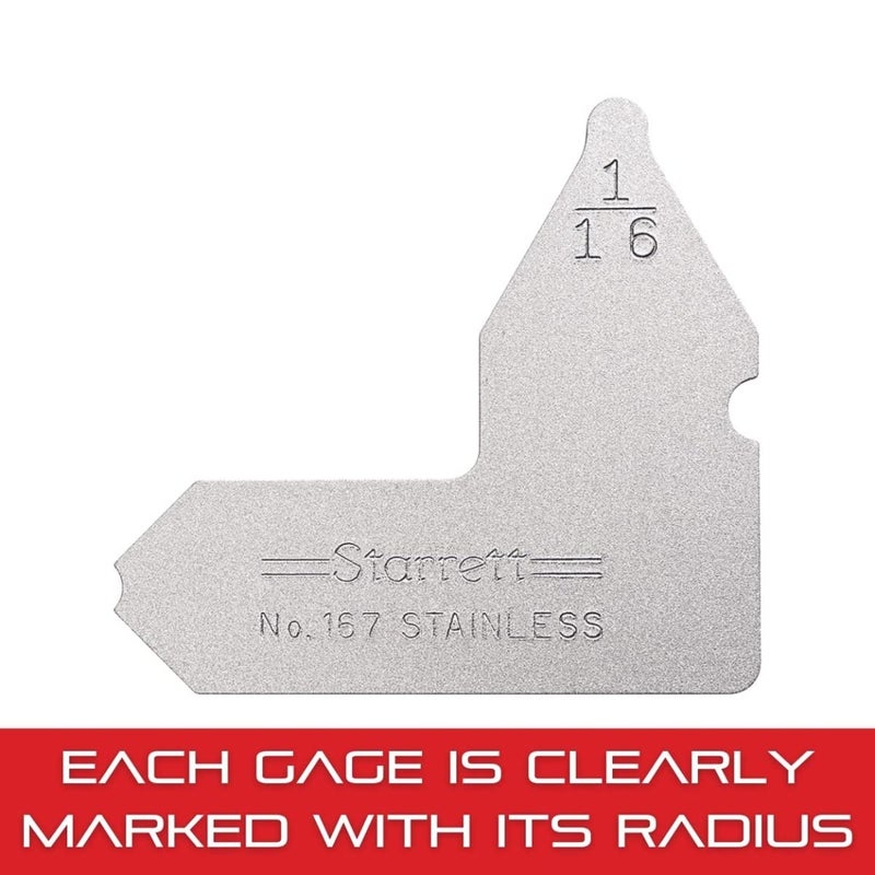Starrett Individual Radius Gage for Both Convex and Concave Radii - Ideal for Carpenters and Constructions - Stainless Steel, 1/16" Radius Gage, Inch Reading - 167-1/16 - Image 4