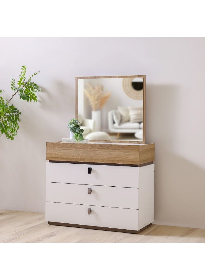 DANUBE HOME Danube Home Sacramento Dresser With Mirror Durable Vanity Table Dressing Makeup Desk With Storage Modern Design Bedroom Furniture L42Xw100Xh82Cm-Beige/Oak  - Image 1
