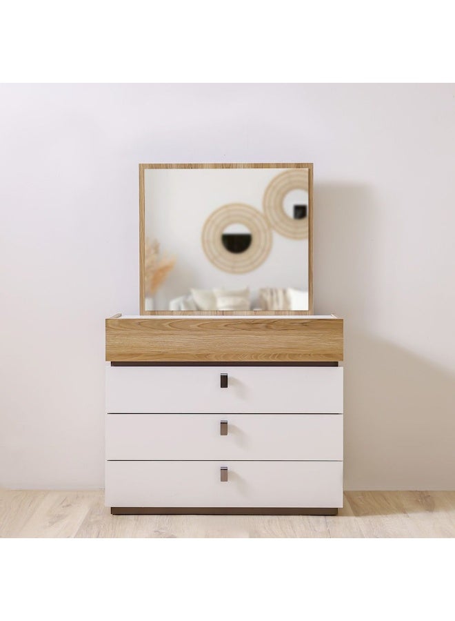 DANUBE HOME Danube Home Sacramento Dresser With Mirror Durable Vanity Table Dressing Makeup Desk With Storage Modern Design Bedroom Furniture L42Xw100Xh82Cm-Beige/Oak  - Image 3