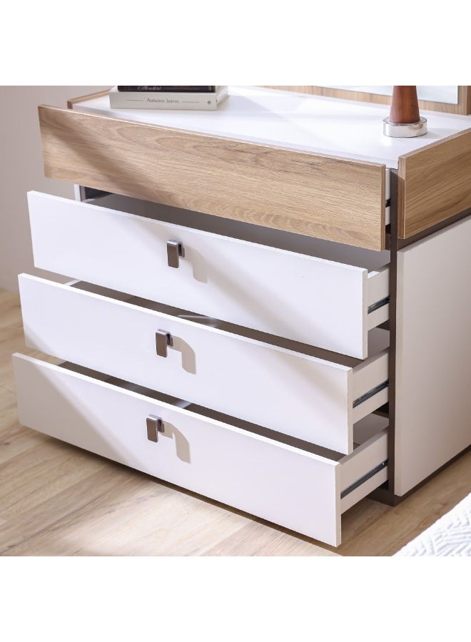 DANUBE HOME Danube Home Sacramento Dresser With Mirror Durable Vanity Table Dressing Makeup Desk With Storage Modern Design Bedroom Furniture L42Xw100Xh82Cm-Beige/Oak  - Image 4