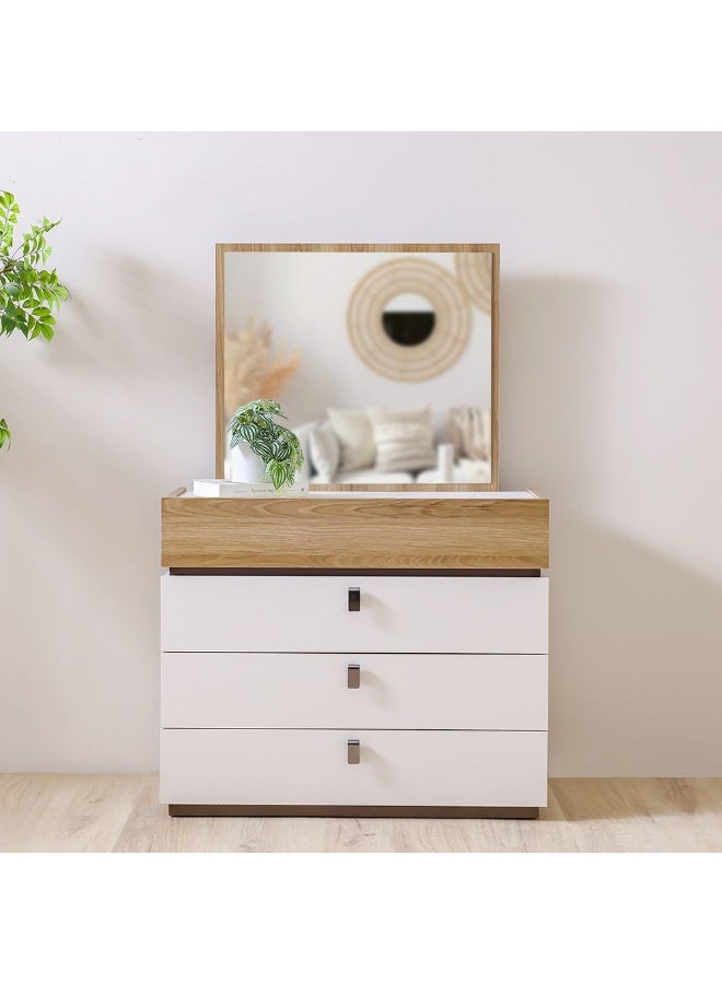 DANUBE HOME Danube Home Sacramento Dresser With Mirror Durable Vanity Table Dressing Makeup Desk With Storage Modern Design Bedroom Furniture L42Xw100Xh82Cm-Beige/Oak  - Image 2