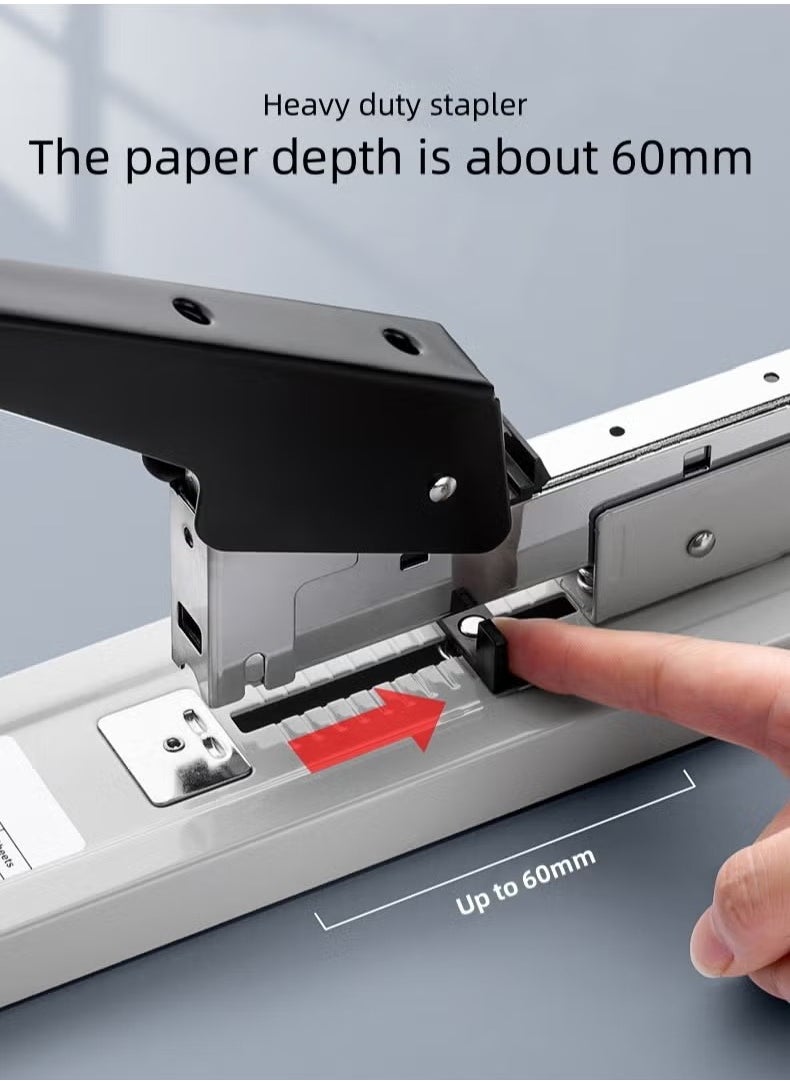 Huachi Heavy Duty Stapler，Large size labor-saving stapler can staple 100 pages once a time (Black/Grey)  - Image 3
