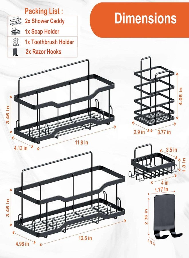 Tribal Cooking Shower Caddy Bathroom Shelves, The Athena Silken 4 Set, 40LB Capacity, Adhesive Tape No Drill - Rustproof -Gorgeous Powder Coated 304 Stainless Steel Shower Organizer for kitchen & Home Decor - Black - Image 3