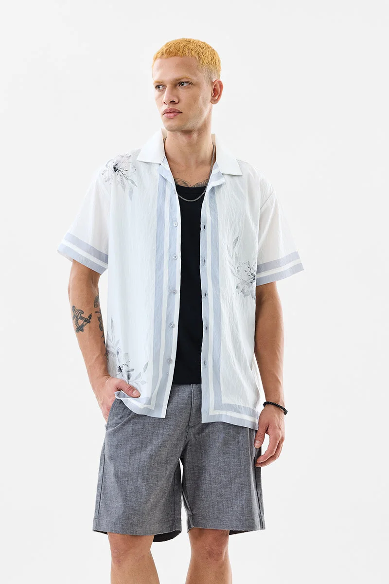 SNITCH White Floral Half Sleeve Boxy Shirt