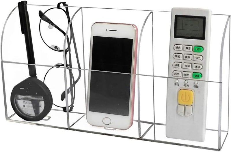 TPGP Yoillione Wall Mounted TV Remote Control Holder with Phone Charging Support - 3 Compartments - Image 4