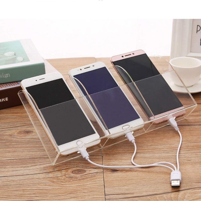 TPGP Yoillione Wall Mounted TV Remote Control Holder with Phone Charging Support - 3 Compartments - Image 5