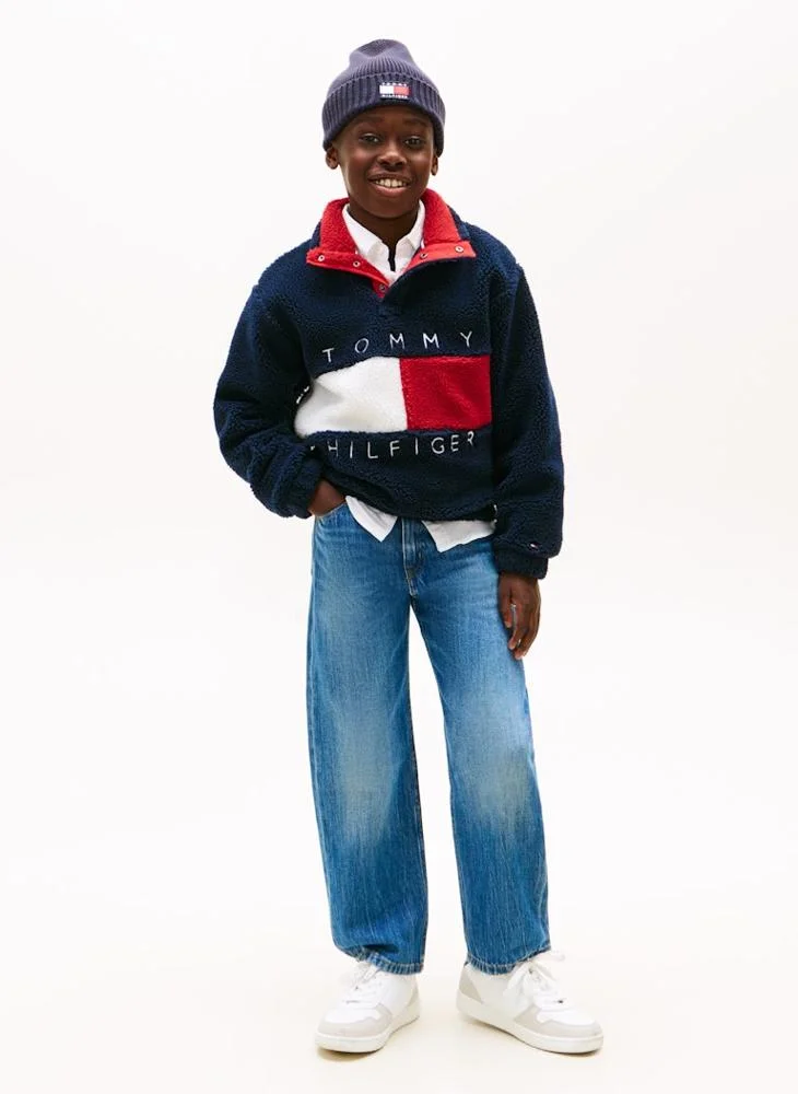 Tommy Hilfiger Dark Night Navy Youth Heritage Flag Fleece Sweatshirt for Men | Best Price UAE