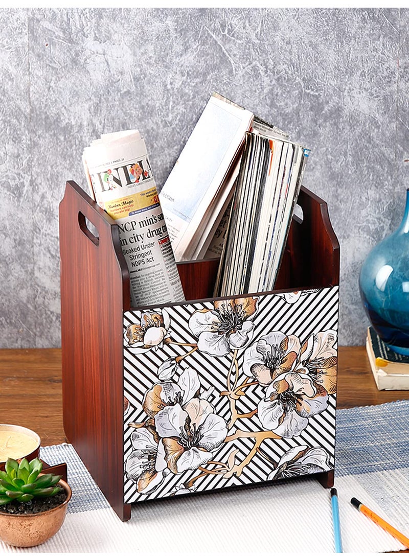 Reinvention Factory Reinvention Factory Geometric Flower MDF Wooden Rosewood Finish Magazine HoldersNewspaper Organiser  - Image 1