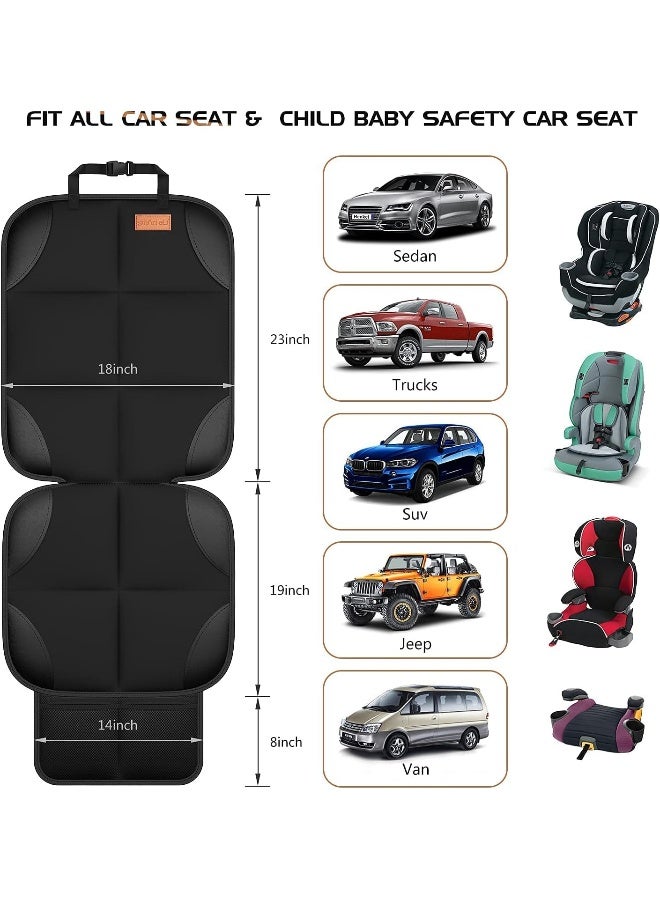 smartelf Car Seat Protector [1 Pack] Large Auto Protector for Child Seats with Thickest Padding and Non-Slip Backing Mesh Pockets for SUV, Sedan, Truck, Leather and Fabric - Black - Image 2