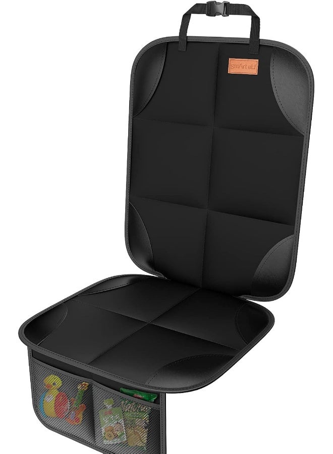smartelf Car Seat Protector [1 Pack] Large Auto Protector for Child Seats with Thickest Padding and Non-Slip Backing Mesh Pockets for SUV, Sedan, Truck, Leather and Fabric - Black - Image 1