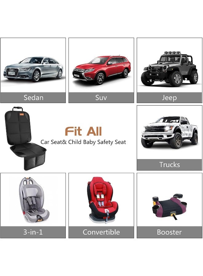smartelf Car Seat Protector [1 Pack] Large Auto Protector for Child Seats with Thickest Padding and Non-Slip Backing Mesh Pockets for SUV, Sedan, Truck, Leather and Fabric - Black - Image 3