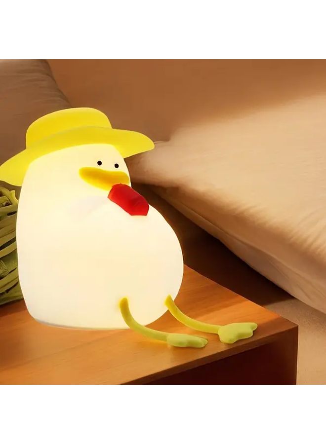 White Cute Happy Duck Tap Light Soft Color Changing Night Lamp - Image 1
