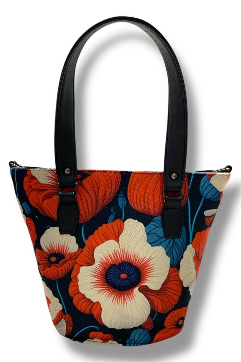 Women’s Multicolor Hand and Crossbody Bag with Printed Fabric Design” - Image 1