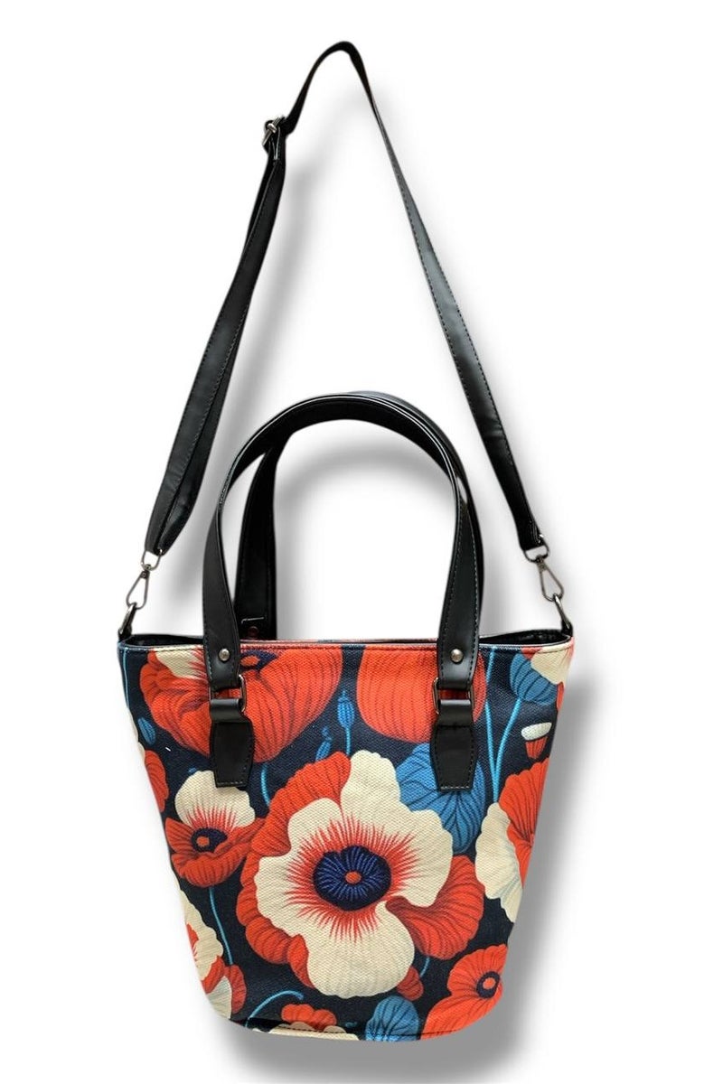 Women’s Multicolor Hand and Crossbody Bag with Printed Fabric Design” - Image 2