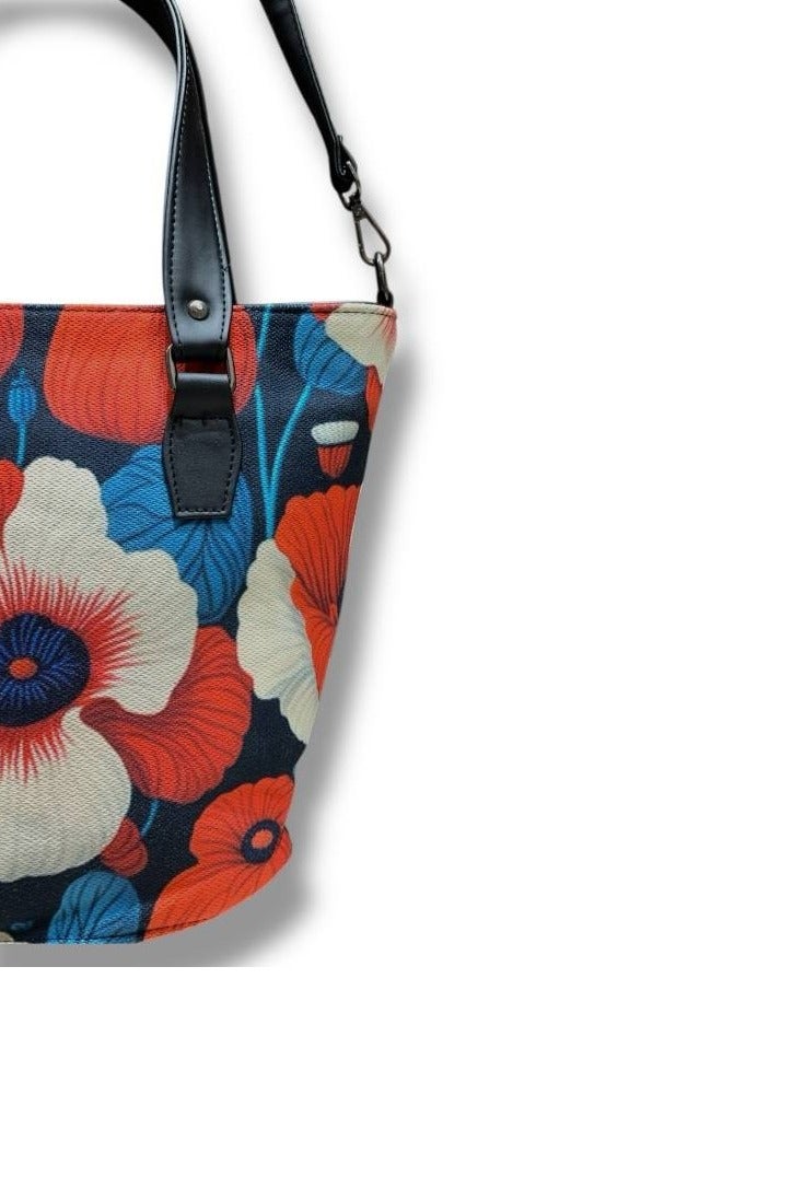 Women’s Multicolor Hand and Crossbody Bag with Printed Fabric Design” - Image 3