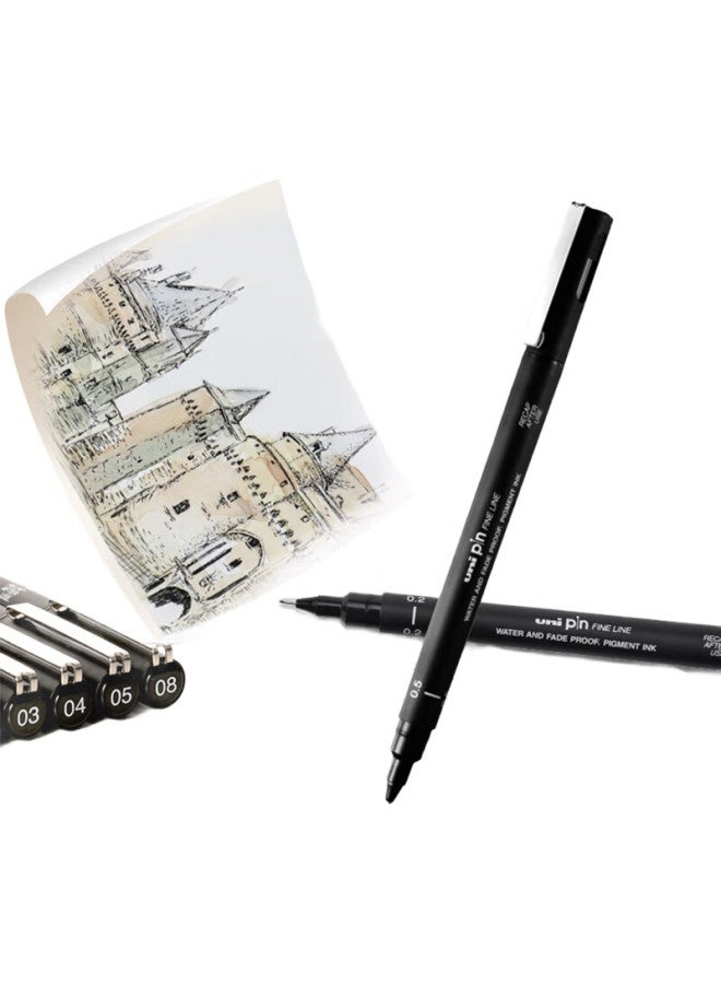 Uni قلم رسم ذو رأس إبرة مائي من يوني ميتسوبيشي (يوني) ، قلم تصميم فنون الكوميديا Pin-200 ، أسود ، مجموعة مكونة من 3 قطع - Image 2